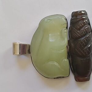 Vintage Rebecca Collins Carved Rabbit Signed Sterling Pendant